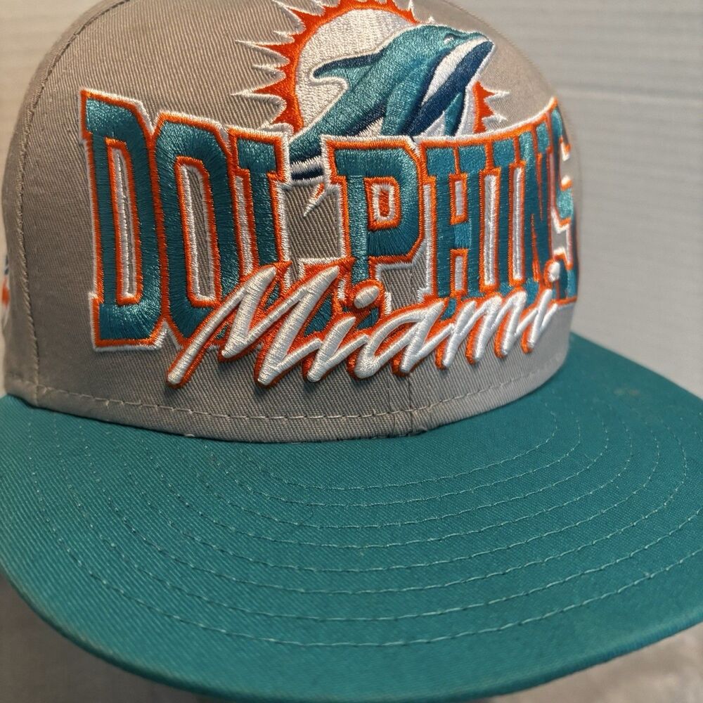New Era Miami Dolphins Athletic Golfer Snapback Hat - 90s Retro Style Grey/Teal